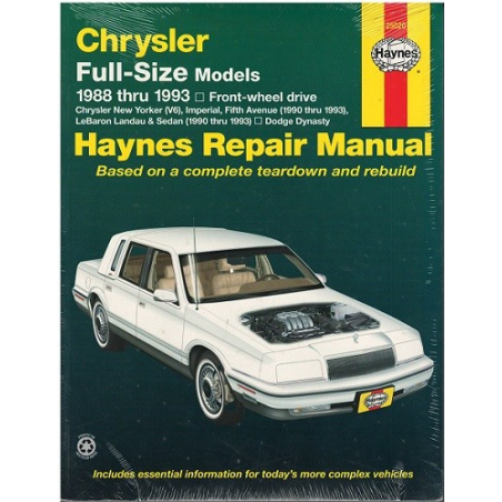 CHRYSLER Full-Size Models 1988 TO 1993 MODELS OWNERS WORKSHOP MANUAL / HAYNES | 25020 |