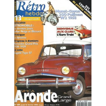 RETRO HEBDO SIMCA ARONDE GRAND LARGE N°49 | RETRO HEBDO N°49 |