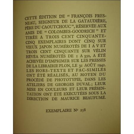 FRANCOIS FRESNEAU , PÈRE DU CAOUTCHOUC (EO 1942) | CAOUTCHOUC |