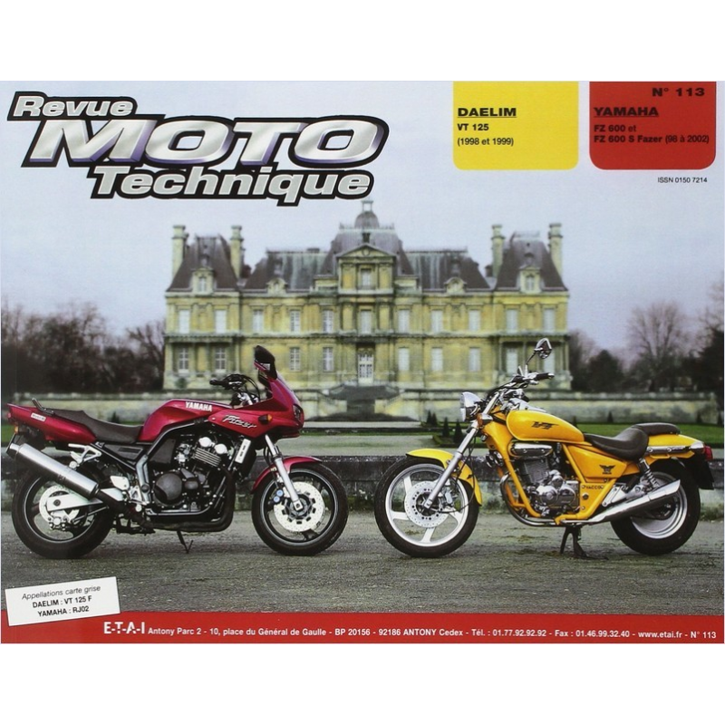 REVUE MOTO TECHNIQUE DAELIM VT 125 de 1998 et 1999 - RMT 113 | 9782726891575 |