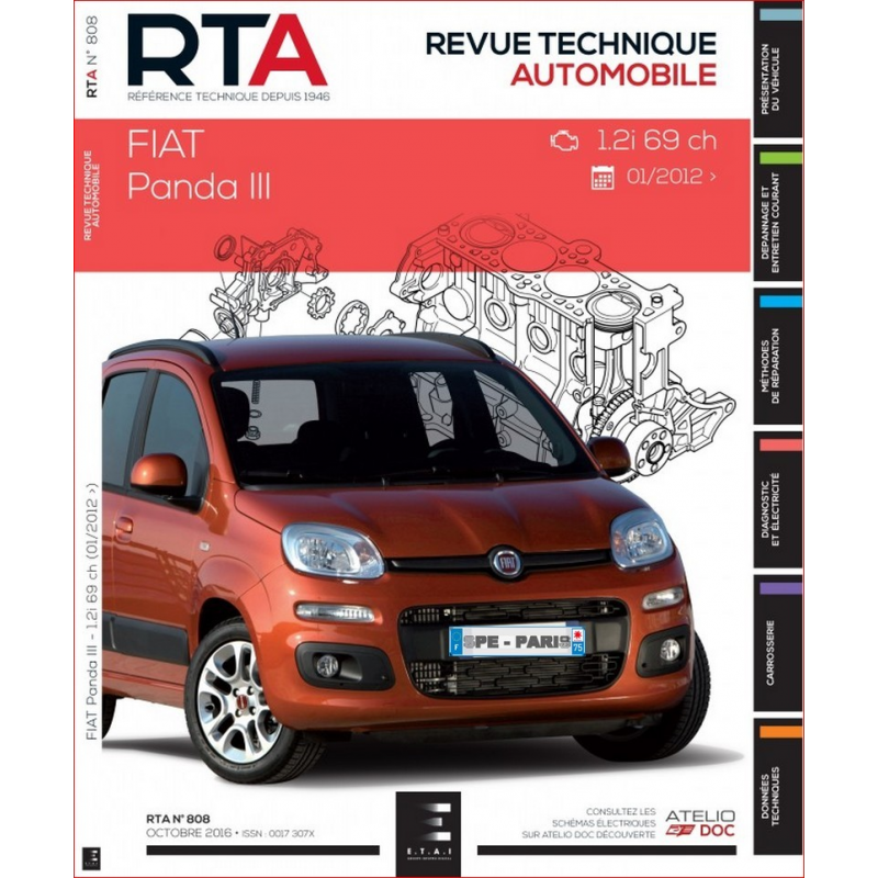 REVUE TECHNIQUE FIAT PANDA 3 (2012 à ce jour) - RTA 808 | 9791028305994 |