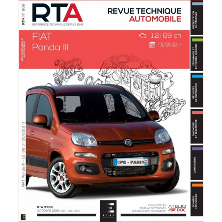 REVUE TECHNIQUE FIAT PANDA 3 (2012 à ce jour) - RTA 808 | 9791028305994 |
