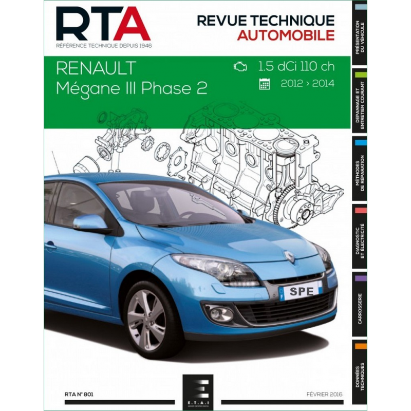 REVUE TECHNIQUE RENAULT MEGANE 3 phase 2 Diesel (2012 à 2014) - RTA 801 | 9782726880159 |