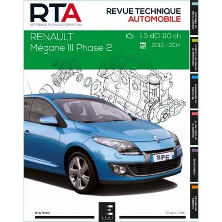 REVUE TECHNIQUE RENAULT MEGANE 3 phase 2 Diesel (2012 à 2014) - RTA 801 | 9782726880159 |