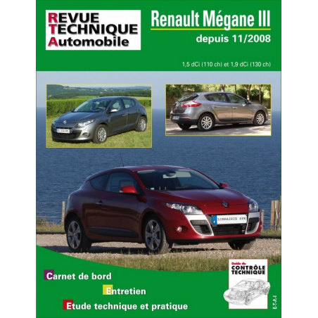 REVUE TECHNIQUE RENAULT MEGANE 3 phase 1 Diesel (2008 à 2012) - RTA B744 | 9782726874455 |