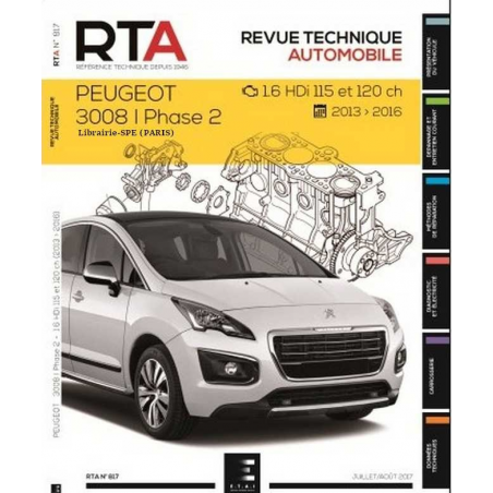 REVUE TECHNIQUE PEUGEOT 3008 1 PHASE 2 (2013 à 2016) - RTA 817 | 9791028306120 |