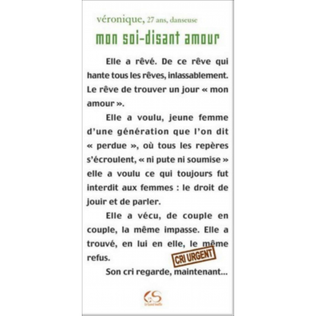 Mon soit disant amour Ed. Le Grand Souffle | 9782952076098 |