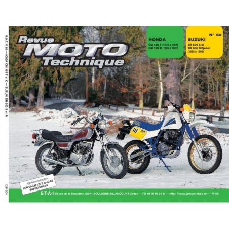 REVUE MOTO TECHNIQUE SUZUKI DR 600 DJEBEL de 1985 à 1988 - RMT 60 | 9782726891230 |
