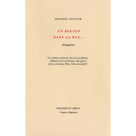 UN BOUTON DANS LA RUE ... Divagation de MAURICE CIANTAR | UN BOUTON |