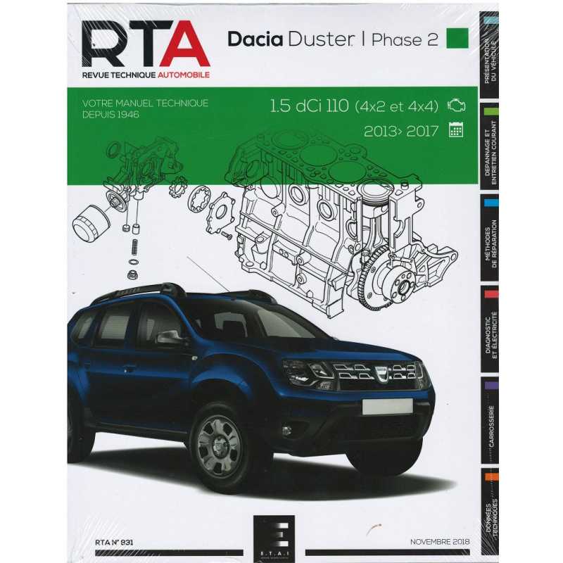 REVUE TECHNIQUE DACIA DUSTER 1 PHASE 2 (2013 à 2017) - RTA 831 | 9791028306281 |