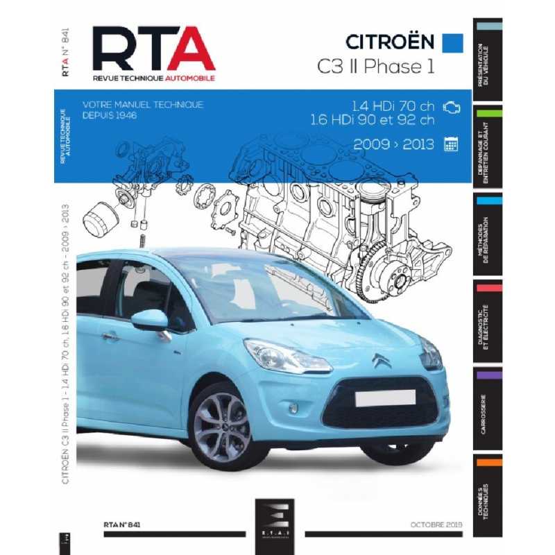 REVUE TECHNIQUE CITROEN C3 (2009 à 2013) - RTA 841 | 9791028307844 |