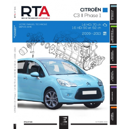 REVUE TECHNIQUE CITROEN C3 (2009 à 2013) - RTA 841 | 9791028307844 |