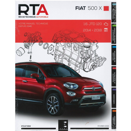 REVUE TECHNIQUE FIAT 500X (2014 à ce jour) - RTA 834 | 9791028307776 |