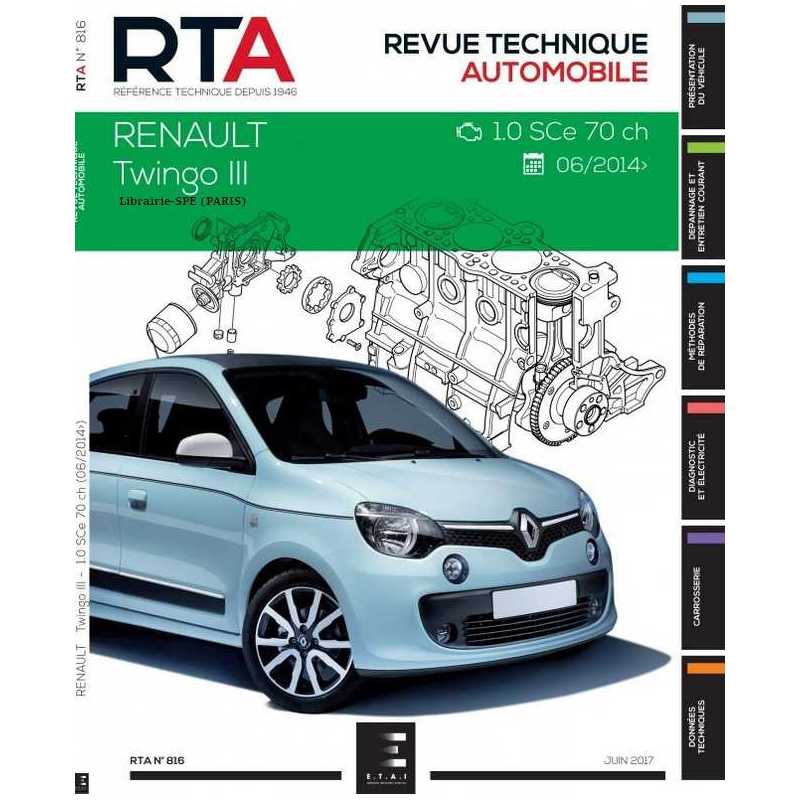REVUE TECHNIQUE RENAULT TWINGO 3 (2014 à 2020 ) - RTA 816 | 9791028306113 |