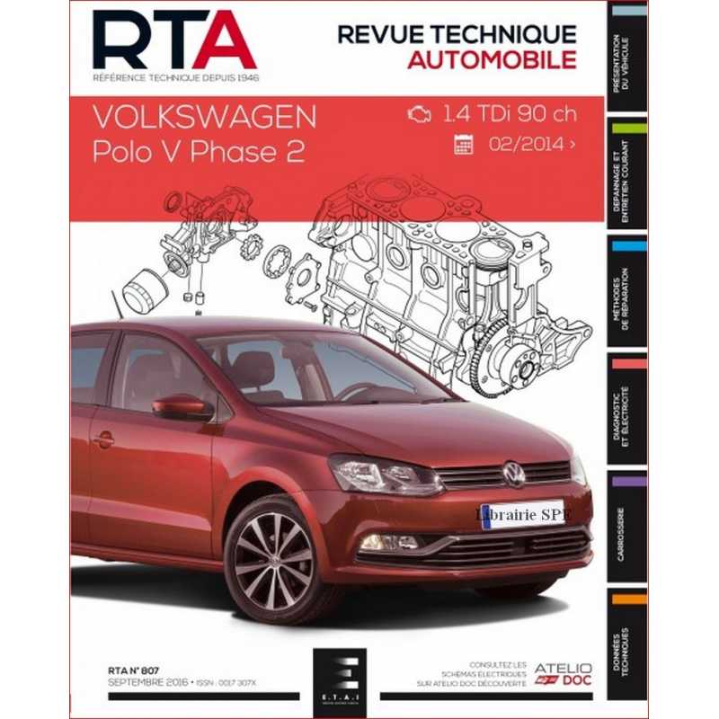 REVUE TECHNIQUE VOLKSWAGEN POLO 5 phase 2 Diesel (2014 à 2017) - RTA 807 | 9791028306014 |