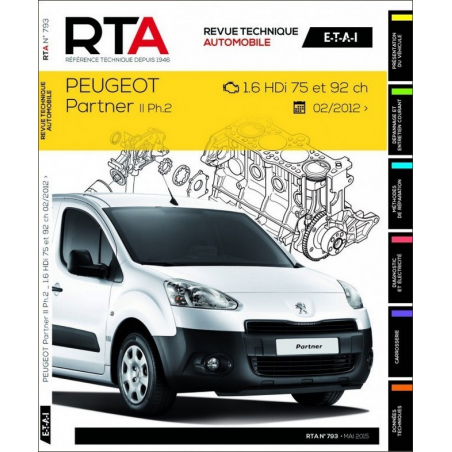 REVUE TECHNIQUE PEUGEOT PARTNER 2 PHASE 2 (2012 à 2015) - RTA 793 | 9782726879351 |
