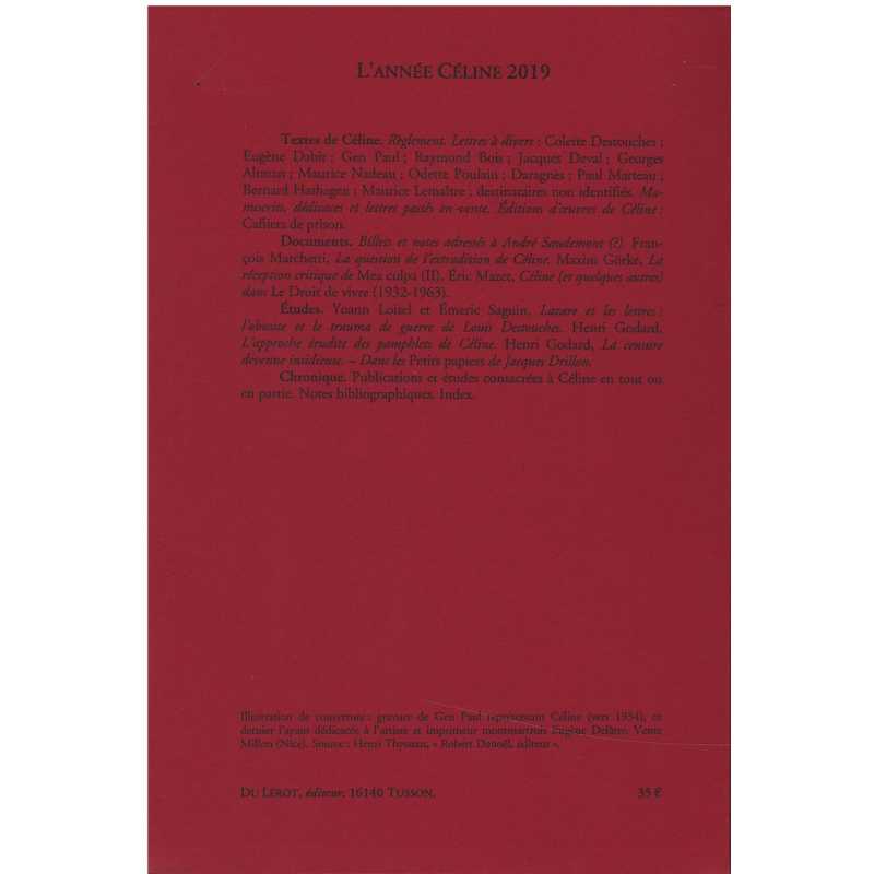 L'ANNEE CELINE 2019 / Editions Du Lérot | 9782355481499 |