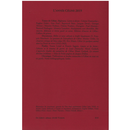 L'ANNEE CELINE 2019 / Editions Du Lérot | 9782355481499 |