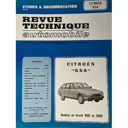 Revue Technique Citroën GS A (Berline et Break) 1130 et 1300 | EtuDoc GSA |