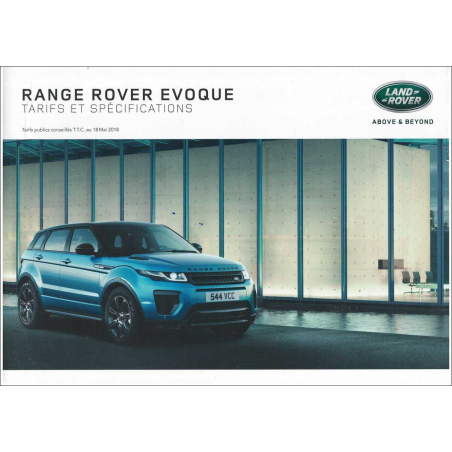 Brochure RANGE ROVER EVOQUE Tarifs 2018 (français) | LR02 |