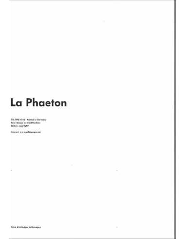 Catalogue VOLKSWAGEN PHAETON (Français) 2007 | VW04 - Ref: 715.1196.16.46 |