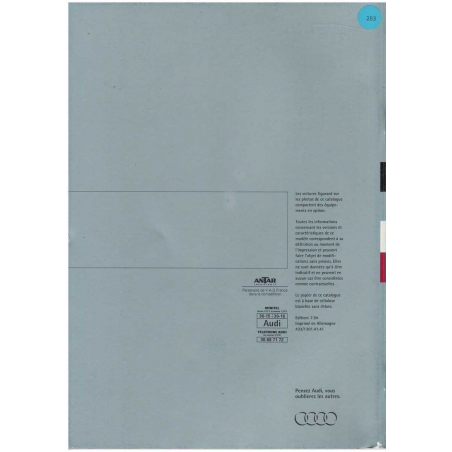 Catalogue AUDI A80, Inclus V6 (Français) 1994 | AUDI27 |