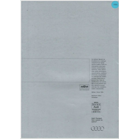 Catalogue AUDI A6/S6 Berline et Avant (Français) 1995 | AUDI30 |