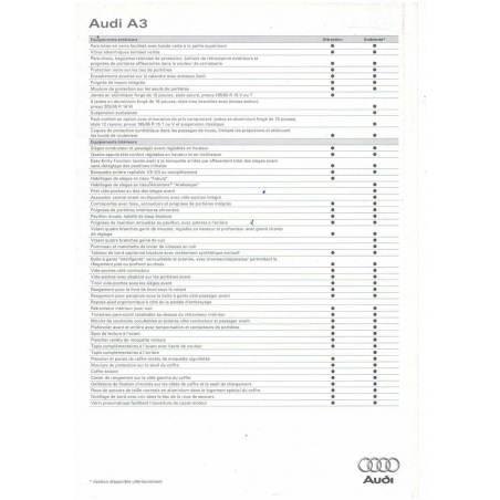 Dépliant AUDI A3 1.6 / 1.8 et 1.9 TDi (Français) 1996 | AUDI33 |