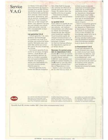Catalogue Nouvelle AUDI 80 (Français) 1986 | AUDI36 |