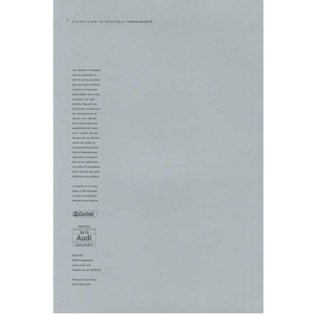 Catalogue AUDI A4 Cabriolet 2.4l et 3.0l (Français) 2002 | AUDI39 - Ref: 233/1100.49.41 |