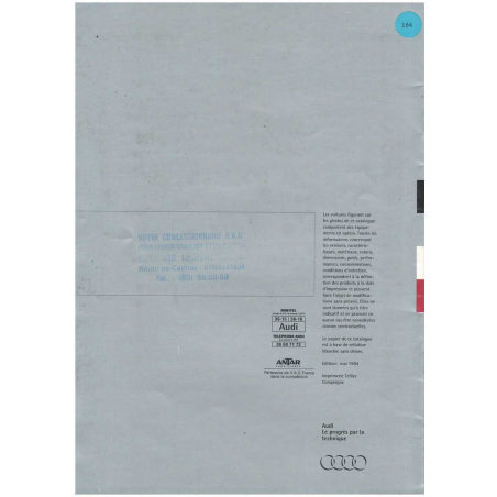 Catalogue Nouvelle AUDI A8 2.8l et 4.2 (Français) 1994 | AUDI42 |