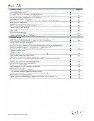 Catalogue Nouvelle AUDI A8 2.8l et 4.2 (Français) 1994 | AUDI42 |