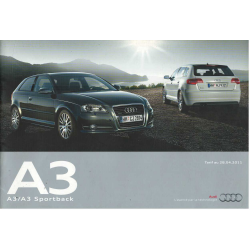 Catalogue Tarif AUDI A3 et Sportback (Français) 2011 | AUDI43 |