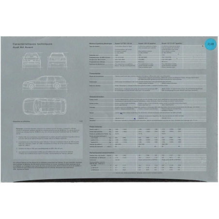 Catalogue Dépliant AUDI A4 Avant, inclus Quattro (Français) 1996 | AUDI44 |