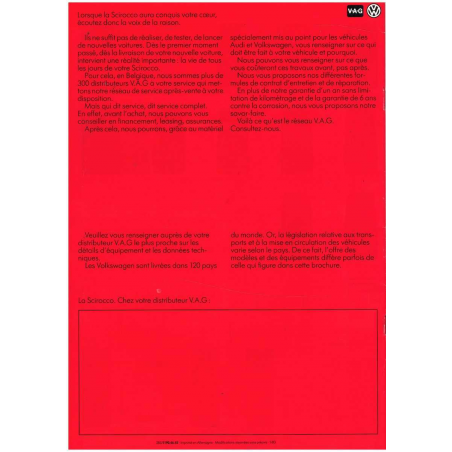 Catalogue VW SCIROCCO Mk2 (Français) 1983 | VW09 |