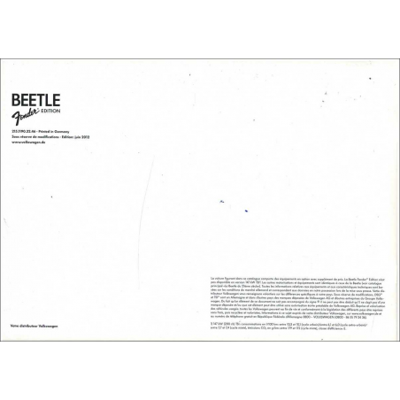Catalogue VW New Beetle 2 Coach "FENDER" (Français) 2012 | VW017 |