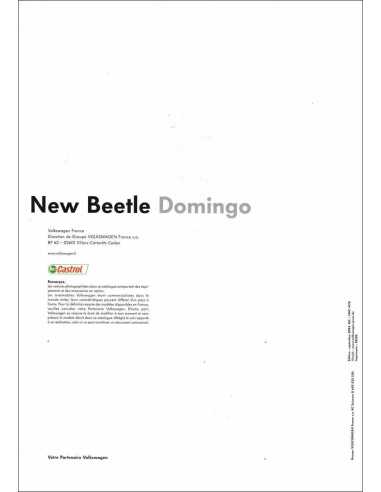 Catalogue VW New Beetle 1 Coach DOMINGO (Français) 2004 | VW020 - Ref: VWC 4170 09/04 |