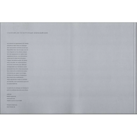 Catalogue Gamme AUDI TT Coupé et Roadster (Français) 2009 | AUDI47 |