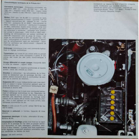 Dépliant AUTOBIANCHI PRIMULA 65C (Français) 04/1968 | BIANCHI03 |