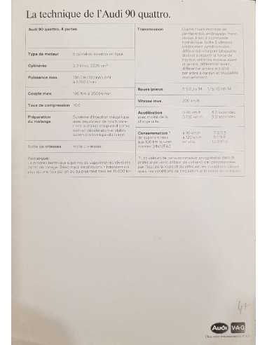 Brochure AUDI 90 QUATTRO ( Français ) 09/1984 | AUDI071 |