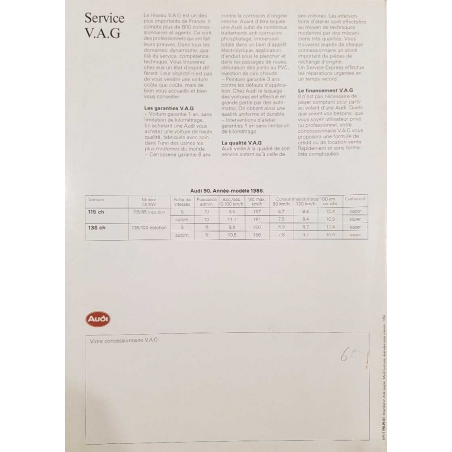 Catalogue AUDI 90 ( Français ) 01/1986 | AUDI074 |