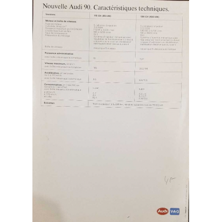 Brochure Nouvelle AUDI 90 5-Cylindres ( Français ) 09/1984 | AUDI080 |