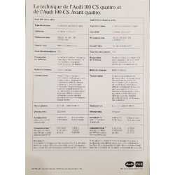 Dépliant Les Nouvelles AUDI 100 CS QUATTRO ( Français ) 09/1984 | AUDI081 | 2