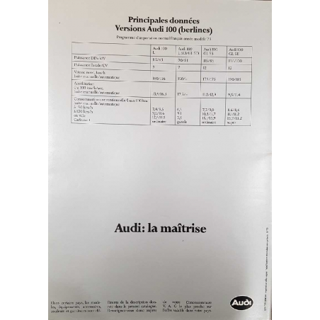 Catalogue AUDI 100 ( Français ) 08/1978 | AUDI084 |