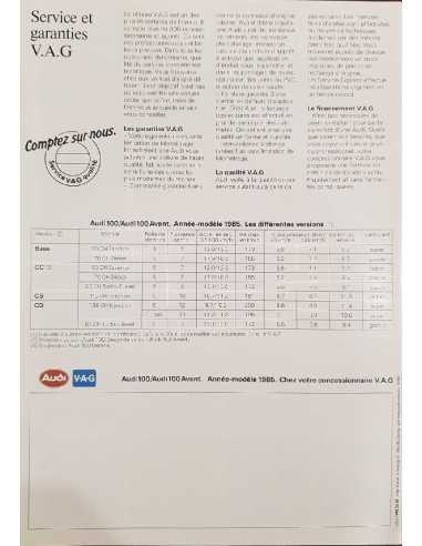 Catalogue AUDI 100- AUDI 100 Avant ( Français ) 08/1984 | AUDI086 |