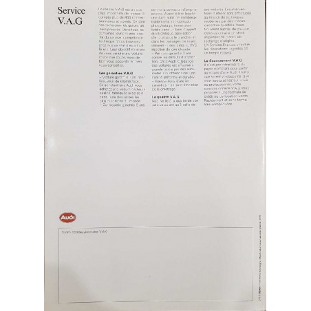 Catalogue AUDI 100- AUDI 100 Avant ( Français ) 08/1985 | AUDI087 |