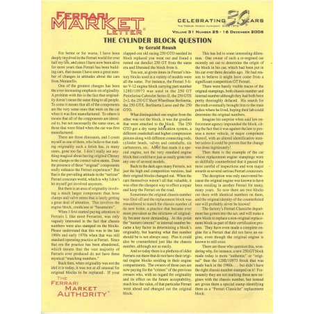 The Ferrari Market Letter Vol.31 Issue 25 | FERRARI MARKET n°25 |