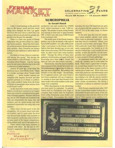 The Ferrari Market Letter Vol.32 Issue 1 | FERRARI MARKET n°1 |
