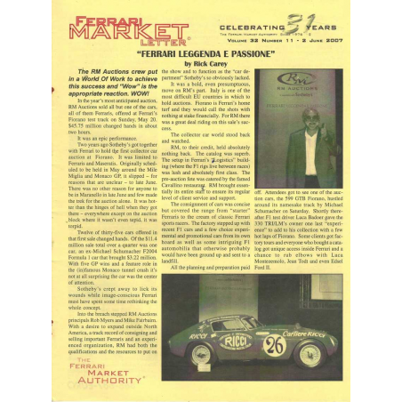 The Ferrari Market Letter Vol.32 Issue 11 | FERRARI MARKET n°11 |