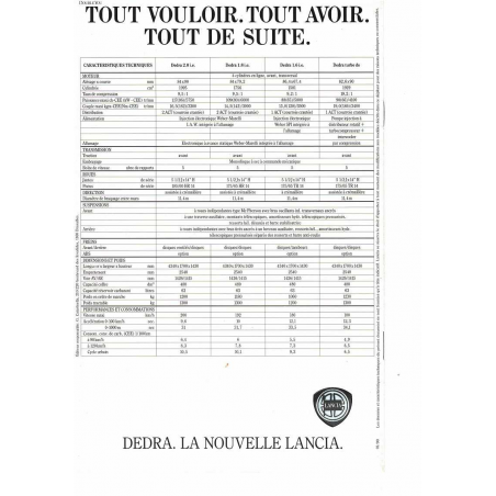 Catalogue LANCIA DEDRA ( Francais ) 01/1990 | LAN24 |